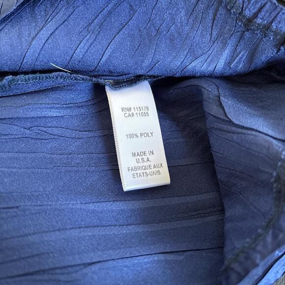 y2k‎ vtg. Midnight Blue Beaded Crinkle Top Blouse kOMAROVsize Medium - Picture 7 of 8